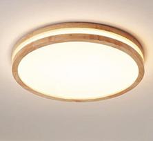 LED lubinis šviestuvas iš medžio, 24 W, apvalus, 30 cm, šilta balta šviesa (3000 K), modernus dvigubo sluoksnio šviestuvas virtuvėje, svetainėje, balkone, prieškambaryje, kūdikio kambaryje ir miegamajame