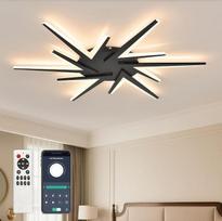 LED lubinis šviestuvas su reguliuojamu apšvietimu, 55 W LED lubinis šviestuvas su nuotolinio valdymo pultu, 90 cm svetainės lempa su spalvų keitimo funkcija per programėlę, modernus lubinis šviestuvas, skirtas svetainei, energiją taupantys šviestuvai su r