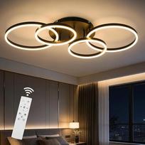 LED lubinis šviestuvas su reguliuojamu šviesos stiprumu, 40–60 W, 100 cm LED lubinis šviestuvas, svetainės lempa su nuotolinio valdymo programėle, spalvą keičianti moderni lempa, reguliuojamo šviesos stiprumo lubinis apšvietimas, miegamojo lempa (juoda)
