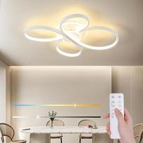 LED lubinis šviestuvas, 42 W, 5300 lm, gėlių dizainas, reguliuojamas nuotolinio valdymo pulteliu, 3000 K - 6500 K atminties funkcija, lubinis šviestuvas svetainei, miegamajam, virtuvei, aliuminis, 60 x 44 cm