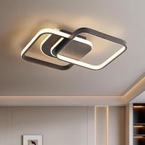 LED lubinis šviestuvas, 45 W, 5600 LM, 65 cm kvadratinis, juodos spalvos, su nuolatiniu ryškumo reguliavimu (2800–6000 K), su nuotolinio valdymo pultu ir atminties funkcija, modernus lubinis šviestuvas, skirtas svetainei, miegamajam ir valgomajam