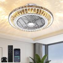 LED lubinis ventiliatorius su apšvietimu, tylus krištolo ventiliatoriaus šviestuvas su nuotolinio valdymo pultu, apšvietimo reguliavimu ir laikmačiu, 72 W modernus lubinis ventiliatoriaus šviestuvas, skirtas vaikų kambariui, miegamajam ir svetainei (A)