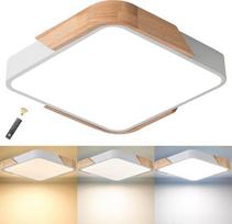 LED lubų šviestuvas su medžio imitacija, 24 W, reguliuojamas nuotolinio valdymo pultu, 30 x