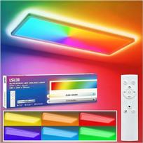 LED lubų šviestuvas su nuotolinio valdymo pulteliu, 58 x 20 cm, RGB + 4000 K 24 W spalvų kaita, 2800 liumenų, IP44 vandeniui atsparus, atminties funkcija ir naktinė šviesa, lubų šviestuvas žaidimų kambariui, miegamajam, virtuvei