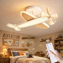 LED lubų šviestuvas su nuotolinio valdymo pulteliu, 40 W lubų šviestuvas su nuotolinio valdymo pulteliu, 3000 K - 6500 K, modernus lėktuvo vaikiškas LED lubų apšvietimas miegamajam, prieškambariui, virtuvei, biurui, valgomajam, balkonui, skersmuo 53 cm