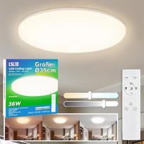 LED lubų šviestuvas su nuotolinio valdymo pulteliu, Φ35 cm, 36 W, 4900 lm, CCT 3000 K/4000 K, 6500 K, IP54, atsparus vandeniui, berėmės virtuvės lempos, lubų šviestuvas, miegamojo, svetainės, vonios kambario, rūsio skydas, baltas