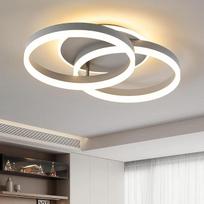 LED lubų šviestuvas svetainei, 50 cm, dviejų žiedų dizainas, 36 W, modernus lubų šviestuvas su nuotolinio valdymo pultu, reguliuojamas apšvietimas, pagamintas iš metalo ir akrilo, su naktinės šviesos atminties funkcija, skirtas miegamajam, valgomajai, biu