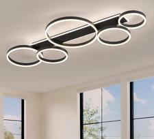 LED lubų šviestuvas, modernus juodos spalvos žiedo formos dizainas, svetainės lempa, 124 cm, 80