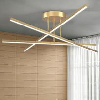 LED lubų šviestuvas, modernus pusiau įleidžiamas šviestuvas, kaip pakabinamos šviesos dizainas, 3 šviesų šviestuvas virtuvei, valgomajam, prieškambariui, įėjimui, miegamajam, biurui, 60 cm, 24 W, 6000 K aukso spalvos