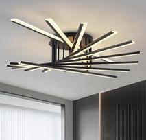 LED lubų šviestuvas, modernūs reguliuojamo apšvietimo lubų šviestuvai, dekoratyviniai lubų šviestuvai, daugiafunkcinis lubų šviestuvas su nuotolinio valdymo pulteliu, tinka svetainei, miegamajam, valgomajam, valgomajam, virtuvei, 9 šviesos juostelės, juod