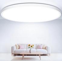LED lubų šviestuvas, plokščias, apvalus, modernus, skirtas vonios kambariui, miegamajam, svetainei, virtuvei, rūsiui, prieškambariui, balkonui, ypač plonas, šaltai balta šviesa, 6500 K, 48 W, 4800 lm, 50 cm