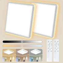 LED lubų šviestuvas, plokščias, su nuotolinio valdymo pultu reguliuojamas šviesos stiprumas, 24 W, 3200 lm, 3000–6500 K, ypač plonas lubų šviestuvas, foninio apšvietimo efektas, lubų šviestuvas, skirtas svetainei, miegamajam, virtuvei, balkonui, kvadratin