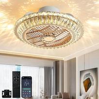 LED lubų ventiliatorius su apšvietimu, tylus krištolo ventiliatoriaus šviestuvas su nuotolinio valdymo pulteliu, reguliuojamas ventiliatoriaus lubų apšvietimas, 72 W modernus ventiliatoriaus lubų šviestuvas su sparnuote, 360° cirkuliacijos kreipiamasis ra