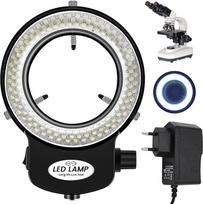 LED mikroskopo žiedinis apšvietimas, optinio stereomikroskopo žiedinis apšvietimas, reguliuojamas ryškumas nuo 0 iki 100 %, 6000 K supermikroskopo kameros lempa su 144 LED diodėmis, juvelyrinių dirbinių taisymo lempa (ES kištukas, juoda)