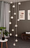 LED modernus pakabinamas šviestuvas Valgomojo stalo pakabinamas šviestuvas Vila liustra Reguliuojamas aukštis Stiklo pakabinamas šviestuvas Virtuvės prieškambario lempa Krištoliniai laiptai (apvalus, 14 lempučių)