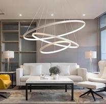 LED pakabinama šviesa Dimmable pakabinama šviesa Juoda pakabinama lempa su nuotolinio valdymo pulteliu 115 W Šiuolaikinis žiedas lubų šviesos Reguliuojamas aukštis pakabinama šviesa Gyvenamasis kambarys Valgomasis kambarys Biuras 40 + 60 + 80 cm