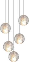 LED pakabinamas šviestuvas, modernus stiklo ir krištolo pakabinamas šviestuvas, reguliuojamo aukščio šviestuvas, dekoratyvinis šviestuvas vilai, laiptams, svetainei, valgomajai, miegamajam (5 rutuliai)