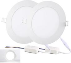 LED prožektoriai 230 V, 18 W LED įleidžiami lubų prožektoriai, itin plokšti, 9 mm, šaltai baltos spalvos, 6500 K, prožektoriai, įleidžiami lubų šviestuvai virtuvei, svetainei, 2 vnt.