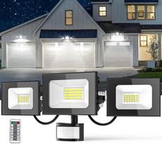 LED prožektorius su judesio jutikliu, 100 W 10000 LM lauko prožektorius, 6500 K vėsios baltos spalvos prožektorius, prožektorius, IP65 vandeniui atsparus, lauko apsauginis apšvietimas sodui, kiemams, kiemeliui, garažui, sienai