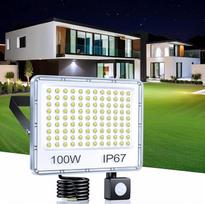 LED prožektorius su judesio jutikliu, lauko, 100 W, 10 000 lm | LED prožektorius su judesio jutikliu, IP67, atsparus vandeniui, lauko šviestuvas su judesio jutikliu, 6500 K, skirtas sandėliui, sodui, garažui, rūsiui
