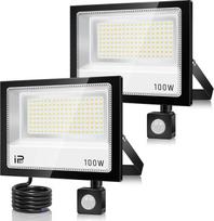LED prožektorius su judesio jutikliu, skirtas naudoti lauke, 100 W, 2 vnt. rinkinys