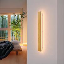 LED sieninis šviestuvas medinis vidaus 60 cm, 18 W bambuko sieninis šviestuvas, modernus minimalistinis, 3000 K šiltos baltos spalvos, pailgas prieškambario šviestuvas, skirtas svetainei, miegamajam, prieškambariui ir balkonui