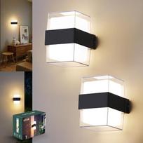 LED sieninis šviestuvas vidaus patalpoms, 12 W, 1200 LM, IP65; sieninis šviestuvas lauko sąlygoms, 3000 K, šviesos kryptis į viršų ir į apačią; LED lempa namų sienoms, vonios kambariui, koridoriui, balkonui; aliuminis, juoda
