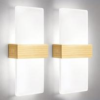 LED sieninis šviestuvas, skirtas vidaus patalpoms, 12 W, šaltai balta šviesa, 6500 K, medžio ir akrilo, 2 vnt. rinkinys | DAGORD šiuolaikiniai šviestuvai, nukreipti į viršų ir žemyn, skirti vidaus patalpoms, netiesioginio apšvietimo lempos, sieniniai švie