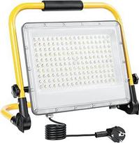 LED statybinis prožektorius 200 W 20000 liumenų 6500 K Cool White IP66 atsparus vandeniui su trikoju 2 m kabeliu - darbo šviesa statybvietėje, namų renovacijai, gipso kartono apšvietimui