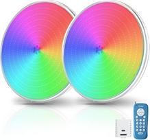 LED ultraplokščias baseino šviestuvas PAR56, 35 W povandeninis prožektorius, RGB, įvairiaspalvis, reguliuojamo ryškumo, 1400 lm, 2/4/6 val. laikmatis, užpildytas derva, IP68 atsparus vandeniui baseino apšvietimas su nuotolinio valdymo pultu, 12 V kintamos