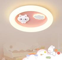 LED vaikiška lubų lemputė "Rabbit Cloud" Vaikų kambario lubų lempa su nuotolinio valdymo pulteliu Mergaičių kambario šviesa Miegamojo lubų apšvietimas Nakties šviesos funkcija (40 cm rožinė)