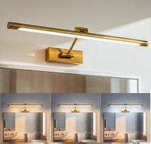 LED veidrodžio lempa, vonios kambario veidrodžio lempa, vonios kambario 3 spalvų temperatūros sieninis šviestuvas virš veidrodžio, 60 cm, 12 W, IP44, 650 liumenų, auksinė, modernus veidrodžio apšvietimas, sieninis veidrodžio šviestuvas