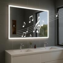 LED vonios veidrodis 80 x 60 cm su "Bluetooth" ir apsauga nuo rūko - reguliuojamos 3 spalvų temperatūros - modernus veidrodis vonios kambariui, makiažui ir priežiūrai - horizontalus tvirtinimas