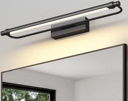 LED vonios veidrodžio lempa, 60 cm, 180 laipsnių kampu pasukamas sieninis šviestuvas vonios kambariui, IP44, 18 W, 1320 liumenų, veidrodžio lempa, vonios kambarys, aliuminio korpusas, 4000 K, juoda