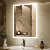 LED vonios veidrodis, makiažo veidrodis, sieninis, žmogaus indukcija, "Bluetooth", apsauga nuo rūko, IP44 atsparus vandeniui + vertikalus ir horizontalus (80 x 100 cm)