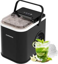 Ledo kubelių aparatas, 120 W mažas ledo kubelių gaminimo aparatas, 8 ledo kubeliai per 6 minutes, 12 kg/24 h, ledo gaminimo aparatas su infraraudonųjų spindulių jutikliu ir savaiminio valymo funkcija, skirtas virtuvei, biurui, barui ir vakarėliams