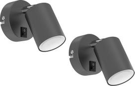 ledscom.de "Waika" sieninis prožektorius su jungikliu GU10 antracito matinis apima 450 lm LED GU10 lemputę šiltai baltos spalvos, 2 vnt.