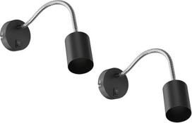 ledscom.de "Waika" skaitymo lempa / sieninė lempa su "Swan Neck" jungikliu Matinė juoda 1x GU10 Max. 60 W 2 vnt. pakuotė