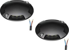 ledscom.de 2 vnt. apvalių LED grindų šviestuvų, takų žymėjimui lauke, IP67, 4 lemputės, juodos spalvos, apvalūs, 70 mm skersmens, šilta balta šviesa