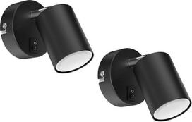 ledscom.de 2 vnt. sieniniai šviestuvai „WAIKA“, vienos lempos, su jungikliu, GU10, matinė juoda spalva, su 630 lm LED GU10 lempute, šilta balta šviesa