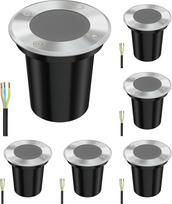 ledscom.de BOLI įleidžiamas grindų šviestuvas, skirtas naudoti lauke, IP67, nerūdijantis plienas, apvalus, 108 mm skersmuo, 1x GU10 Max. 15 W, matinis, 6 vnt.