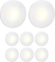 ledscom.de 8 LED laiptų apšvietimas, „FEX“ įleidžiamas sieninis šviestuvas, skirtas naudoti viduje ir lauke, apvalus, 85 mm skersmens, šilta balta šviesa