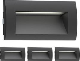 ledscom.de LED įleidžiamas sieninis šviestuvas "Zibal", skirtas naudoti lauke, juodas, šiltai baltas, 140x70 mm, 4 vnt.