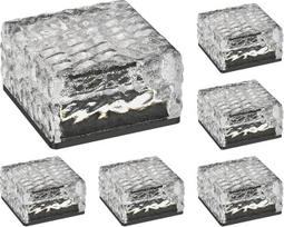 ledscom.de „Broslo“ 6 LED saulės energija maitinamas į grindinį įleistas lauko grindų šviestuvas, IP67, stiklas, kvadratinis, 10 x 10 cm, šilta balta
