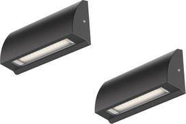 ledscom.de „SEGIN“ LED sieninis šviestuvas / laiptų apšvietimas, skirtas naudoti lauke, IP54, plokščias, nukreiptas žemyn, matinė juoda, kvadratinis, 3,8 W, 265 lm, šilta balta, 2 vnt. rinkinys