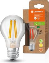LEDVANCE LED taupioji lemputė, kaitrinė lemputė su E27 lizdu, šiltai balta (3000 K), 5 W, pakeičia įprastines 75 W lemputes, ypač efektyviai naudoja energiją ir taupo energiją, stiklinė, 6 vnt. pakuotė