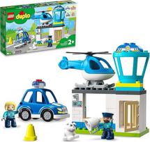 LEGO 10959 Duplo policijos nuovada su sraigtasparniu, policijos automobiliu ir akmenimis, policijos žaislas mažyliams nuo 2 metų, lavinamasis žaislas mergaitėms ir berniukams