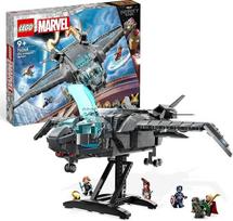 LEGO 76248 "Marvel" keršytojų "Quinjet", žaislinis superherojų erdvėlaivis su Thoro, Geležinio žmogaus, Juodosios našlės, Lokio ir Kapitono Amerikos minifigūrėlėmis.