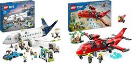 LEGO City keleivinio lėktuvo žaislų rinkinys ir miesto ugniagesių lėktuvas, ugniagesių komandos rinkinys su lėktuvo žaislu