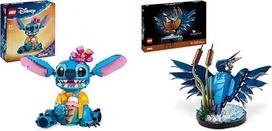 LEGO Disney Stitch konstravimo ir žaidimų rinkinys vaikams, figūrėlė su ledo kūgiu, žaislas ir ikonos Kingfisher modelių rinkinys suaugusiesiems, paukščio modelis svetainei ar biurui